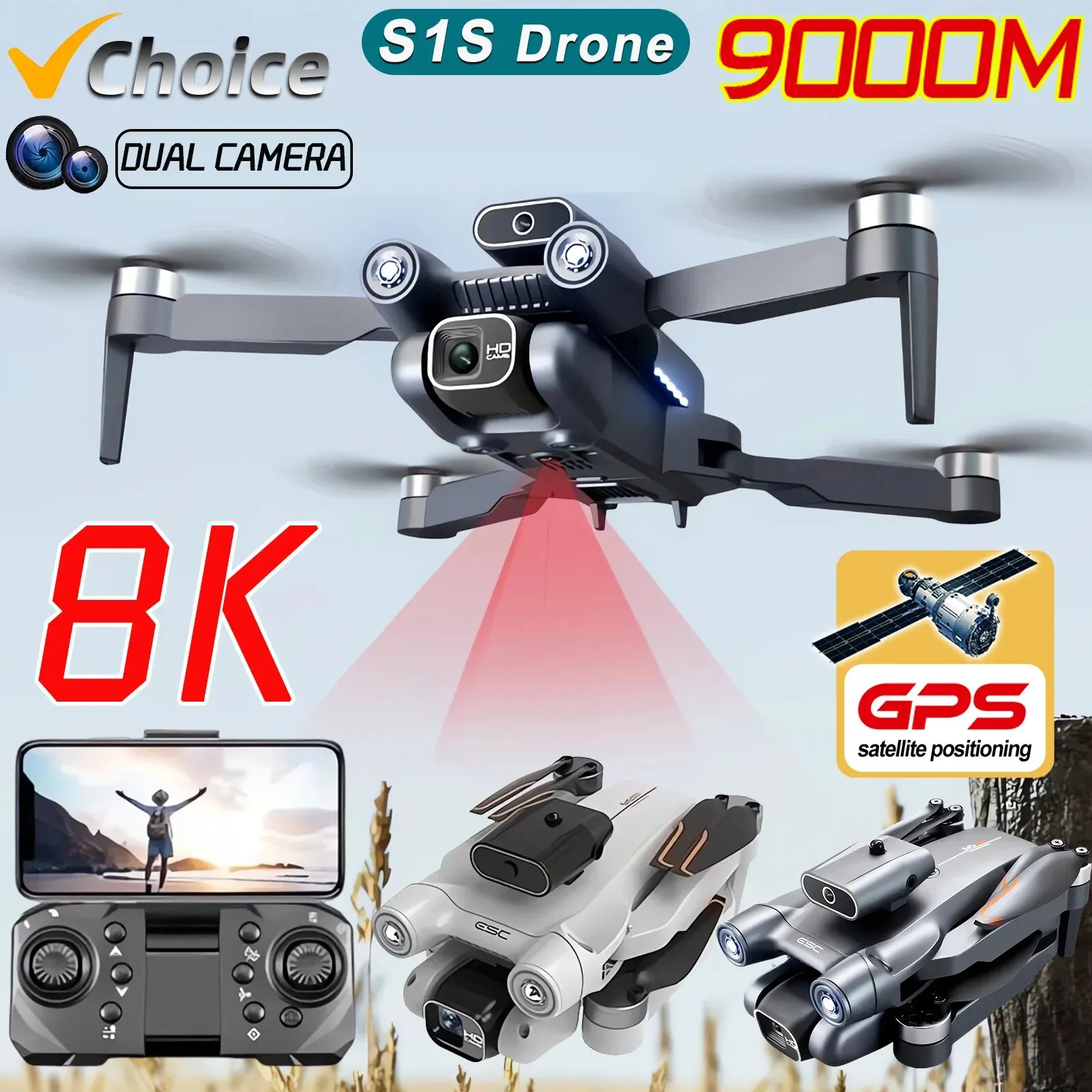 New S1S 5G GPS Drone Camera 8K – Drone Camera Professional recenzja i cena